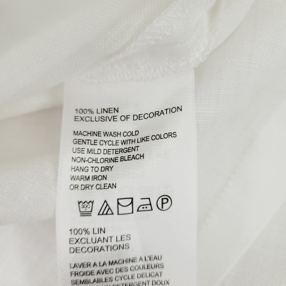 Tommy Bahama Tunic 100% Linen Small White V-Neck Beach Embroidered 3/4 Sleeve - Picture 7 of 7